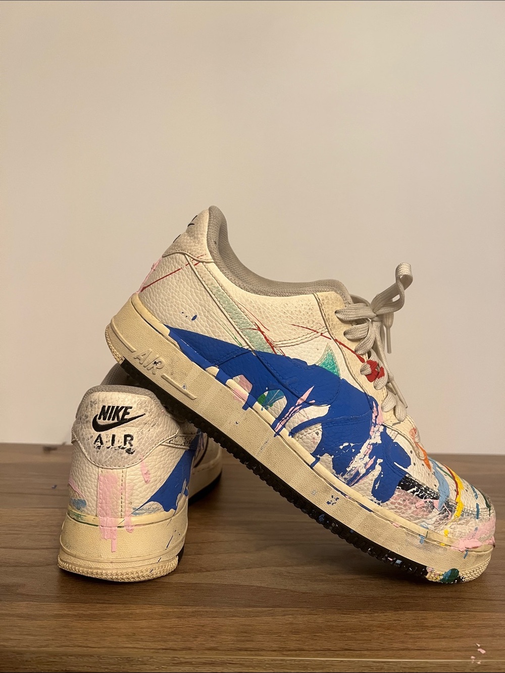 Nike Men's Paint-Splatter Air Beige with Multicolor Accents - Picture 6 of 8